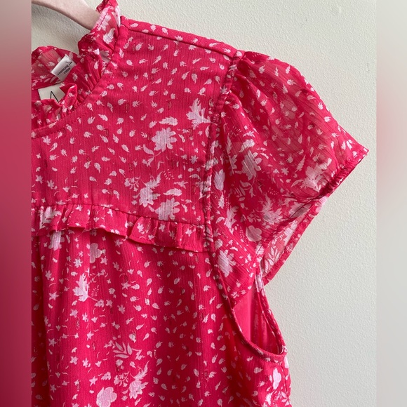 Joie Hot Pink Floral Cap Sleeve Blouse - Picture 5 of 13